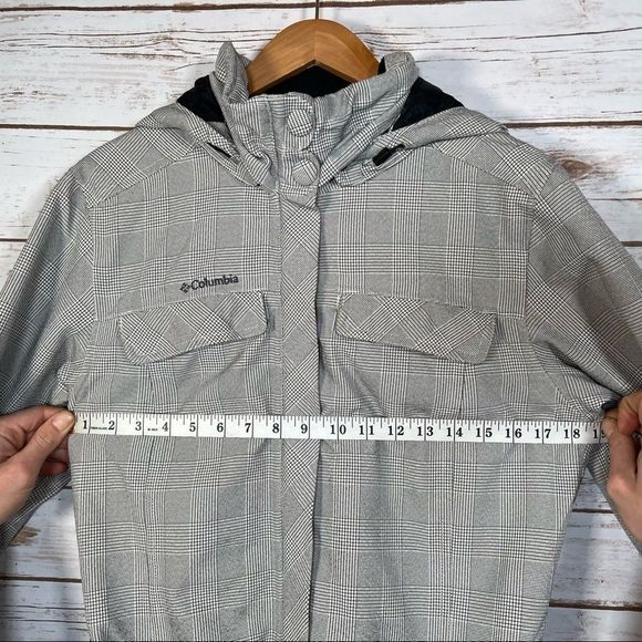Columbia Checked Long Rain Jacket with Belt and Hood size M - Picture 12 of 13